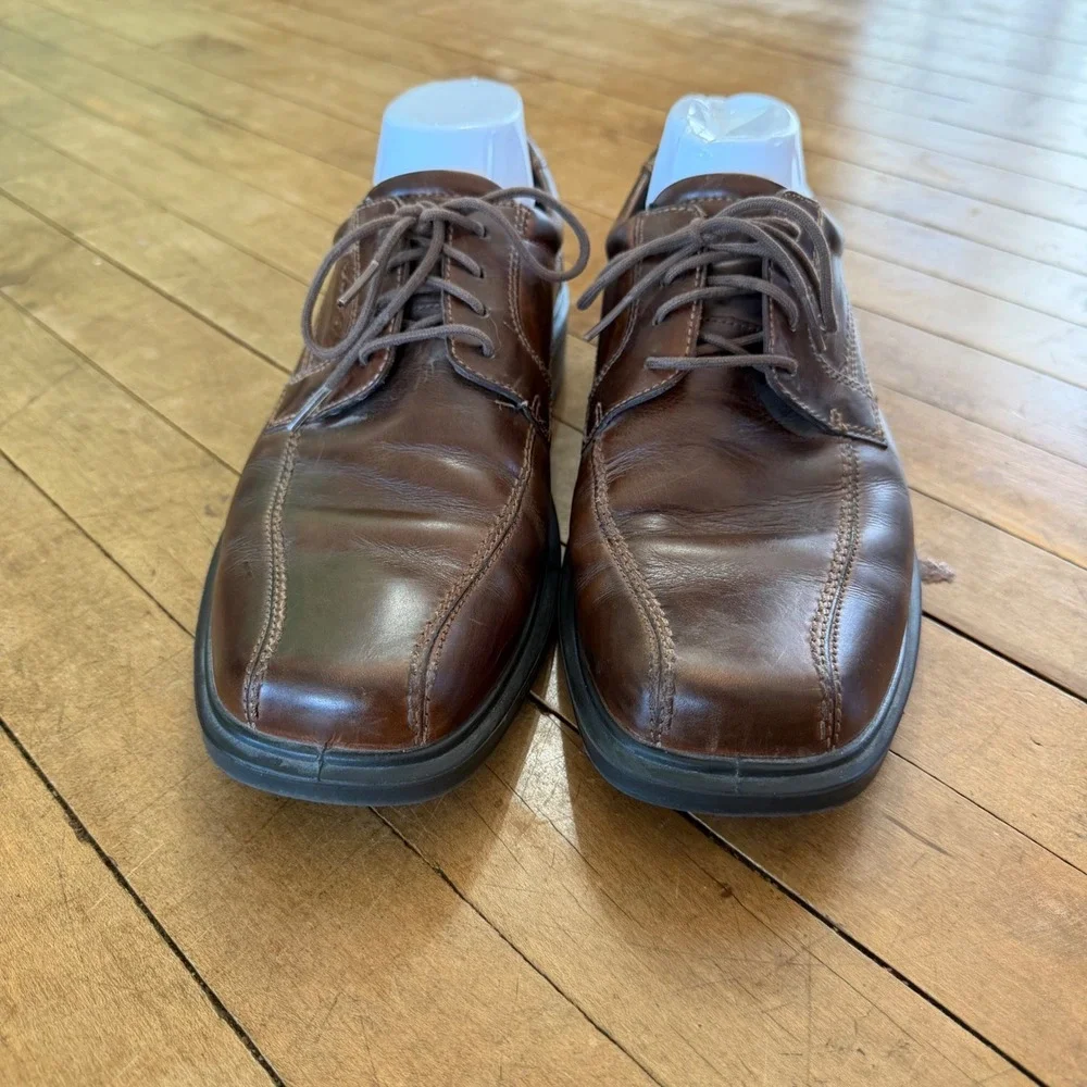 ECCO Men's Sz 44‎ (10-10.5) Helsinki Bike Toe Oxford Lace Up Derby Shoe Brown